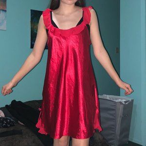 Red SILK / SATIN slip dress size L